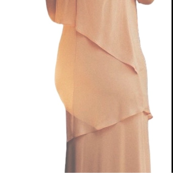 END OF SUMMER
 SALE! Sz 10 Peach Bellini 2-Tiered Chiffon Halter Gown - Picture 8 of 12